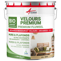 Veloursverf voor muren en plafonds: ARCADECO -1211 Beige - RAL 1001 - 2.5 L + ou - 30m² par couche