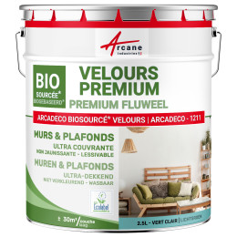 Veloursverf voor muren en plafonds: ARCADECO -1211 2.5 L + ou - 30m² par couche  - Lichtgroen - RAL 6027