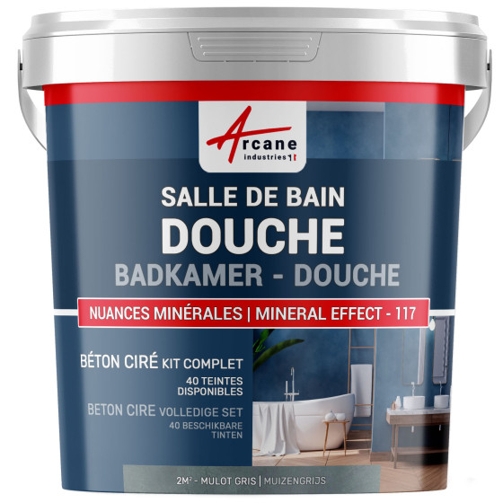 Kit beton cire Badkamer: Waterdichte Pleister Muizengrijs - 2 m²