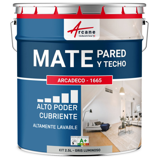 Pintura mural acrílica mate: ARCADECO MUR MAT 2.5 L - Gris Claro - RAL 7035
