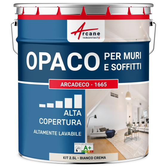 Pittura acrilica opaca:  ARCADECO - 1665 2.5 L - Bianco Crema - RAL 9001