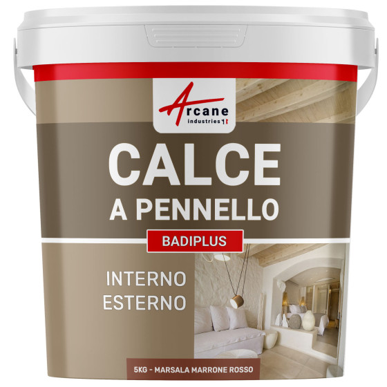 Calce a pennello per Muri Interni e Facciate Esterne - BADIPLUS Marsala Bruno Rosso - 5 kg   25 m²