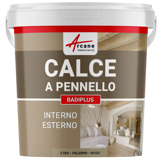 Calce a pennello per Muri Interni e Facciate Esterne - BADIPLUS Palermo - Beige - 2.5 kg 12.5 m² Calce a pennello per Muri Interni e Facciate Esterne - BADIPLUS Palermo - Beige - 2.5 kg 12.5 m²