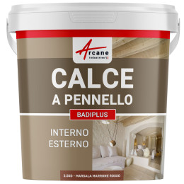 Calce a Pennello Rosso per Muri Interni e Facciate Esterne - BADIPLUS Marsala Bruno Rosso - 2.5 kg  12.5 m²