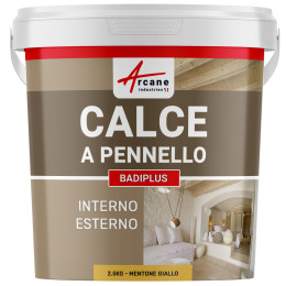 Calce a Pennello Giallo Muro Interno e Facciata Esterna - BADIPLUS Mentone Giallo - 2.5 kg  12.5 m²