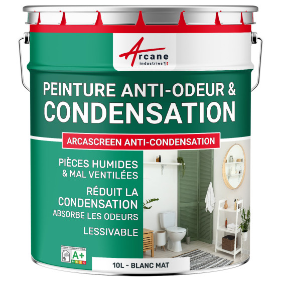 Peinture anti-condensation. anti-odeurs pièce humide : ARCASCREEN ANTI-CONDENSATION Blanc - 10 L