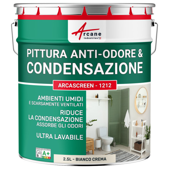 Pittura beige anti-condensa. anti-odore ambienti umidi ARCASCREEN - 1212 Bianco Crema - 2.5 L Pittura beige anti-condensa. anti-odore ambienti umidi ARCASCREEN - 1212 Bianco Crema - 2.5 L