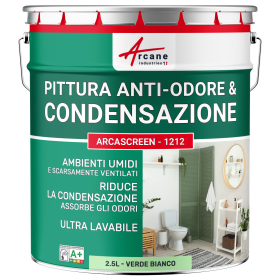 Vernice verde anti-condensa. anti-odori ambienti umidi ARCASCREEN - 1212 2.5 L - Verde Bianco - RAL 6019