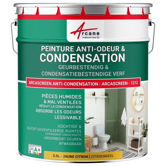 Anti-condensatie. geur- en schimmelverf voor vochtige ruimtes: ARCASCREEN -1212 2.5 L - Citroengeel - RAL 1012