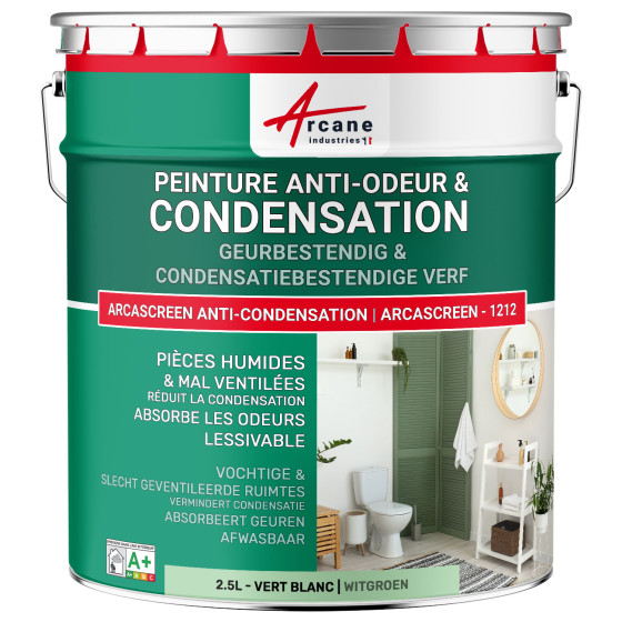 Anti-condensatie. geur- en schimmelverf voor vochtige ruimtes: ARCASCREEN -1212 2.5 L - Witgroen - RAL 6019
