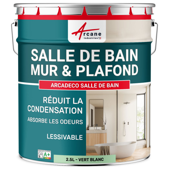 Peinture salle de bains mur et plafond :ARCADÉCO SALLE DE BAIN 2.5 L - Vert Blanc - RAL 6019