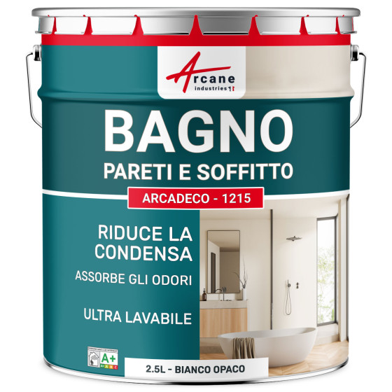 Pittura impermeabile per bagni. muri e soffitti - ARCADECO - 1215 Bianco - 2.5 L Pittura impermeabile per bagni. muri e soffitti - ARCADECO - 1215 Bianco - 2.5 L