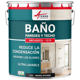 Pintura para paredes y techos de baño: ARCADECO - 1215 2.5 L - Negro oscuro RAL 9005