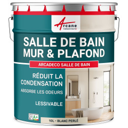 Peinture salle de bain blanc lessivable, mur, plafond : Arcadéco Salle de Bain
