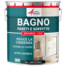 Pittura per bagno Nera muro e soffitto: ARCADECO SALLE DE BA.5 L - Nero intenso RAL 9005