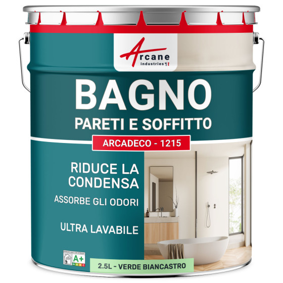 Pittura verde per bagno muro e soffitto: ARCADECO - 1215 2.5 L - Verde Bianco - RAL 6019