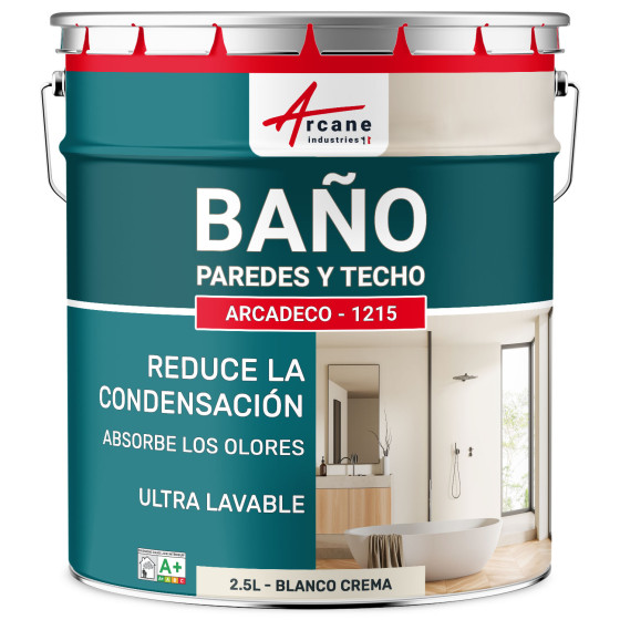 Pintura beige para baño. paredes y techo: ARCADECO - 1215 Blanco Crema - 2.5 L