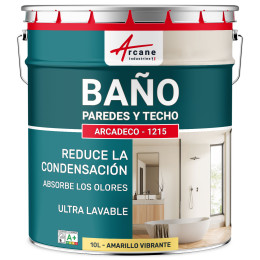 Pintura amarilla para baño. paredes y techo: ARCADECO - 1215 10 L - Amarillo Brillante RAL 095 90 50