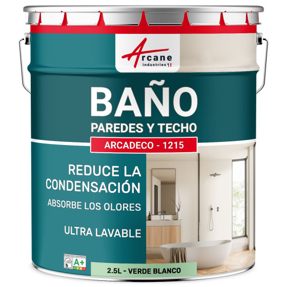 Pintura para baño verde pared y techo: ARCADECO - 1215 2.5 L - Verde Blanco - RAL 6019
