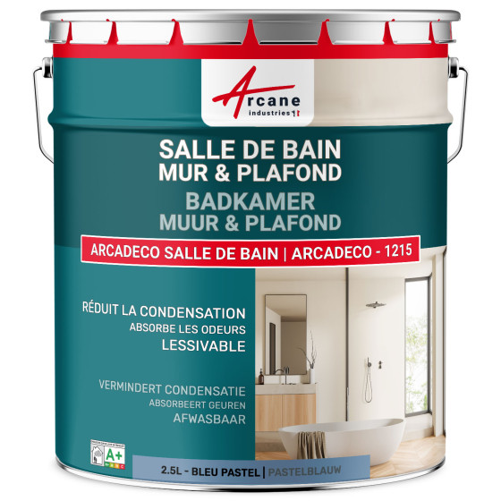 Badkamerverf. voor muren en plafonds: ARCADECO -1215 2.5 L - Pastelblauw - RAL 5024
