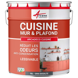 Peinture cuisine gris lavable. mur et plafond : ARCADÉCO CUISINE Gris Basalte - RAL 7012 - 10 L