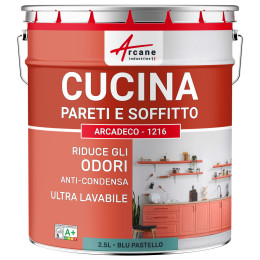 Pittura per cucina blu lavabile. per pareti e soffitti: ARCADECO - 1216 2.5 L - Blu Pastello - RAL 5024