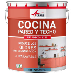 Pintura de cocina azul lavable. para paredes y techos: ARCADECO - 1216 2.5 L - Azul Pastel - RAL 5024