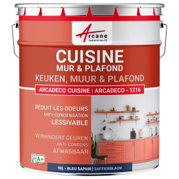 Keukenverf. afwasbaar. voor muren en plafonds: ARCADECO -1216 10 L - Saffierblauw RAL 5003