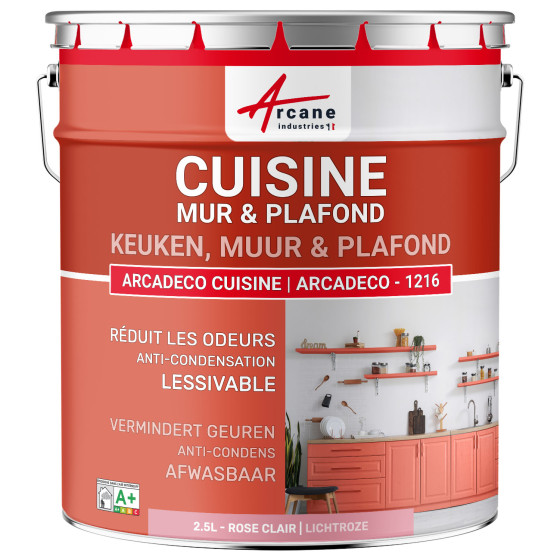 Keukenverf. afwasbaar. voor muren en plafonds: ARCADECO -1216 2.5 L - Lichtroze - RAL 3015
