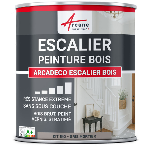 Peinture Escalier Bois : ARCADÉCO ESCALIER BOIS - Gris Mortier - RAL 060 60 05 - 1 kg