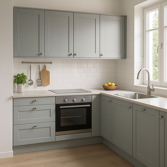 Peinture meuble beige Cuisine, plan de travail et Salle de Bain - ARCAPOXY MEUBLE - Mise en situation Gris agate Peinture meuble beige Cuisine, plan de travail et Salle de Bain - ARCAPOXY MEUBLE - Mise en situation Gris agate