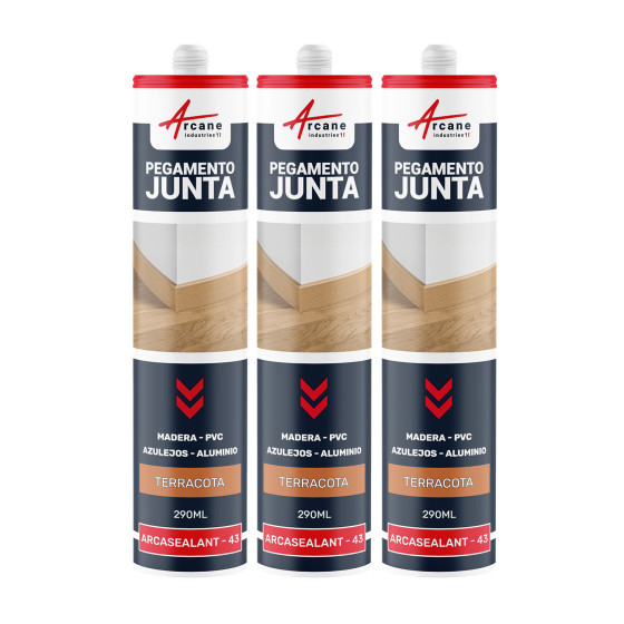 Masilla Adhesiva para Rodapiés Polímero Híbrido: ARCASEALANT - 43 RODAPIÉS Terracota - 290 ml x 3