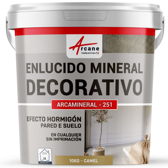 ARCAMINERAL - 251 COLOREADO ASPECTO HORMIGÓN - revestimiento decorativo para paredes y suelos 10 kg - Camello