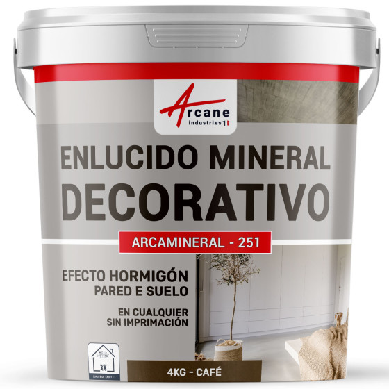 ARCAMINERAL - 251 COLOREADO ASPECTO HORMIGÓN - revestimiento decorativo para paredes y suelos 4 kg - Café