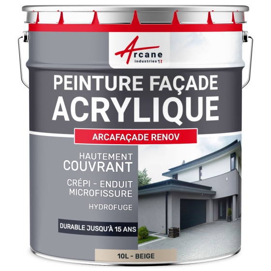 Peinture Crépi Façade Acrylique - ARCAFAÇADE RENOV-10L-Beige-Ral-080-80-10-Aspect / Couleur
