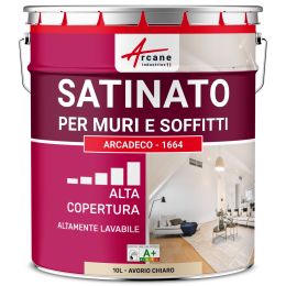 Pittura acrilica satinata per pareti beige : ARCADECO - 1664 Avorio Chiaro - RAL 1015 - 10 L