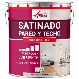 Pintura mural acrílica satinada gris: ARCADECO - 1664 2.5 L - Gris Claro - RAL 7035