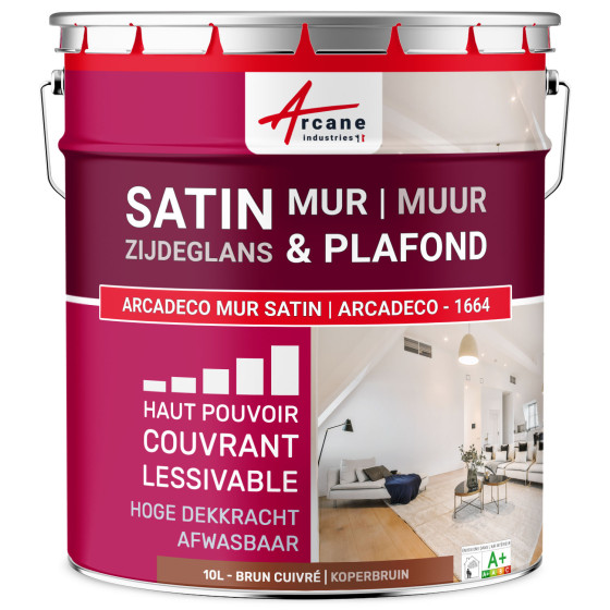 Satijn acrylverf voor muur en plafond: ARCADECO - 1664 Wit - 2.5 L