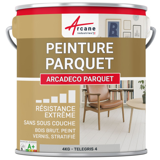 Peinture parquet bois. sol stratifié : ARCADÉCO PARQUET 4 kg - Telegris 4 - RAL 7047