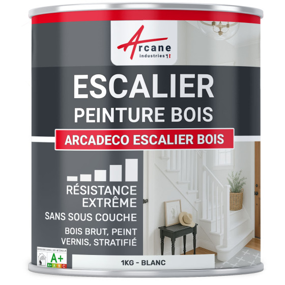 Peinture Escalier Bois : ARCADÉCO ESCALIER BOIS Blanc - 1 kg Peinture Escalier Bois : ARCADÉCO ESCALIER BOIS Blanc - 1 kg