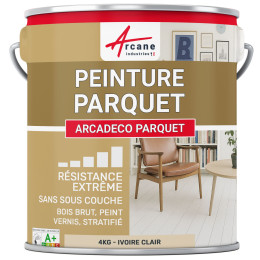 Peinture parquet beige bois. sol stratifié : ARCADÉCO PARQUET 4 kg - Ivoire Clair - RAL 1015