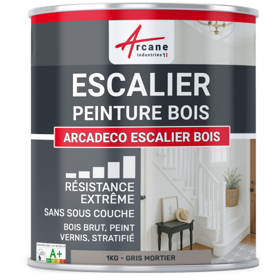 Peinture Escalier Bois grise : ARCADÉCO ESCALIER BOIS 1 kg - Gris Mortier - RAL 060 60 05