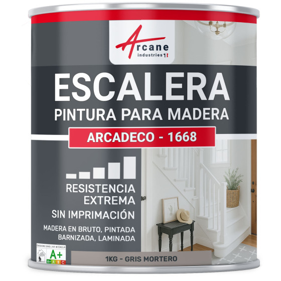 Pintura para escalera de madera - ARCADECO - 1668 1 kg - Gris Mortero - RAL 060 60 05