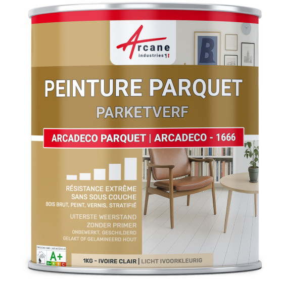 Verf voor houten parket. laminaatvloer: ARCADÉCO - 1666 1 kg - Licht ivoorkleurig- RAL 1015