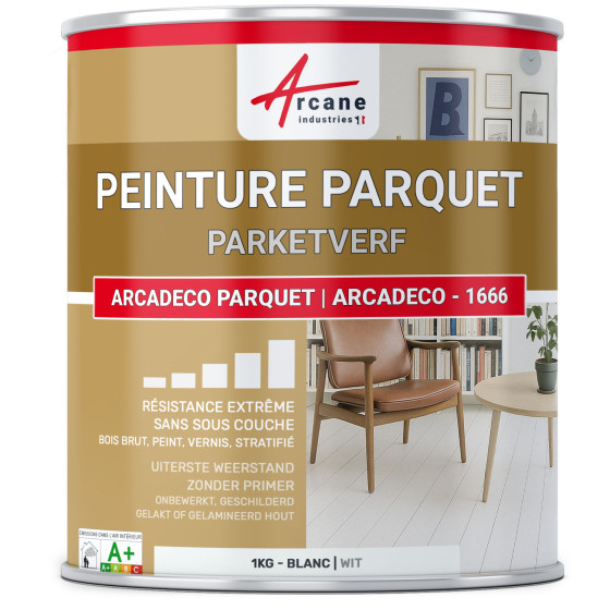 Verf voor houten parket. laminaatvloer: ARCADÉCO - 1666 Wit - 1 kg