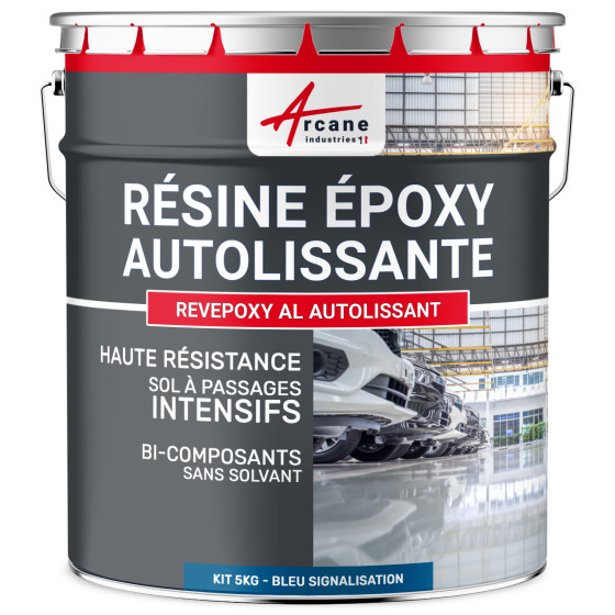Résine Epoxy Bleue Sol. autolissante - REVEPOXY AL AUTOLISSANT 5 kg - Bleu signalisation - RAL 5017