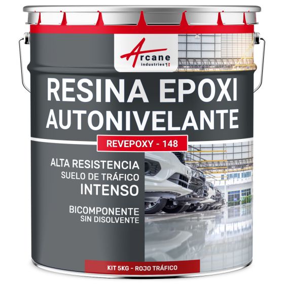 Resina Epoxi Roja Suelo. autonivelante - REVEPOXY - 148 5 kg - Rojo señales - RAL 3020