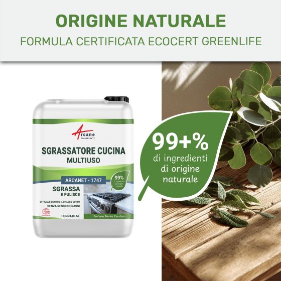 Detergente sgrassante per cucina naturale : Arcanet - 1747 - Certificato ECOCERT