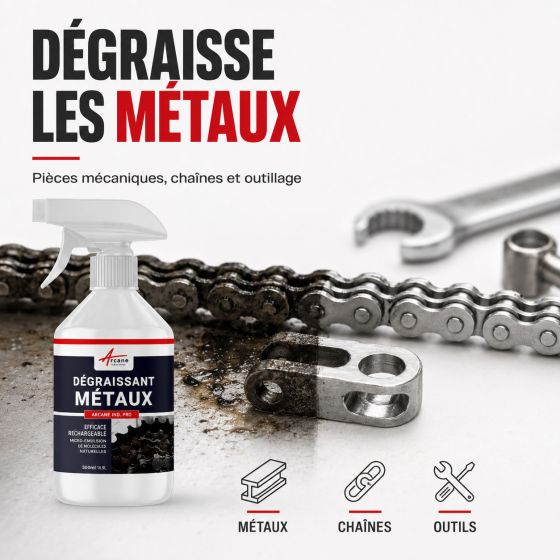Nettoyage métaux alu aluminium dégraissant chaine velo moto auto remplace le trichlo ethylèn - NETTOYANT DÉGRAISSANT TOUS METAUX