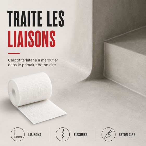 CALICOT TARLATANE 5cmx20m - calicot tarlatane traitement liaison béton ciré supports mouvants fissures